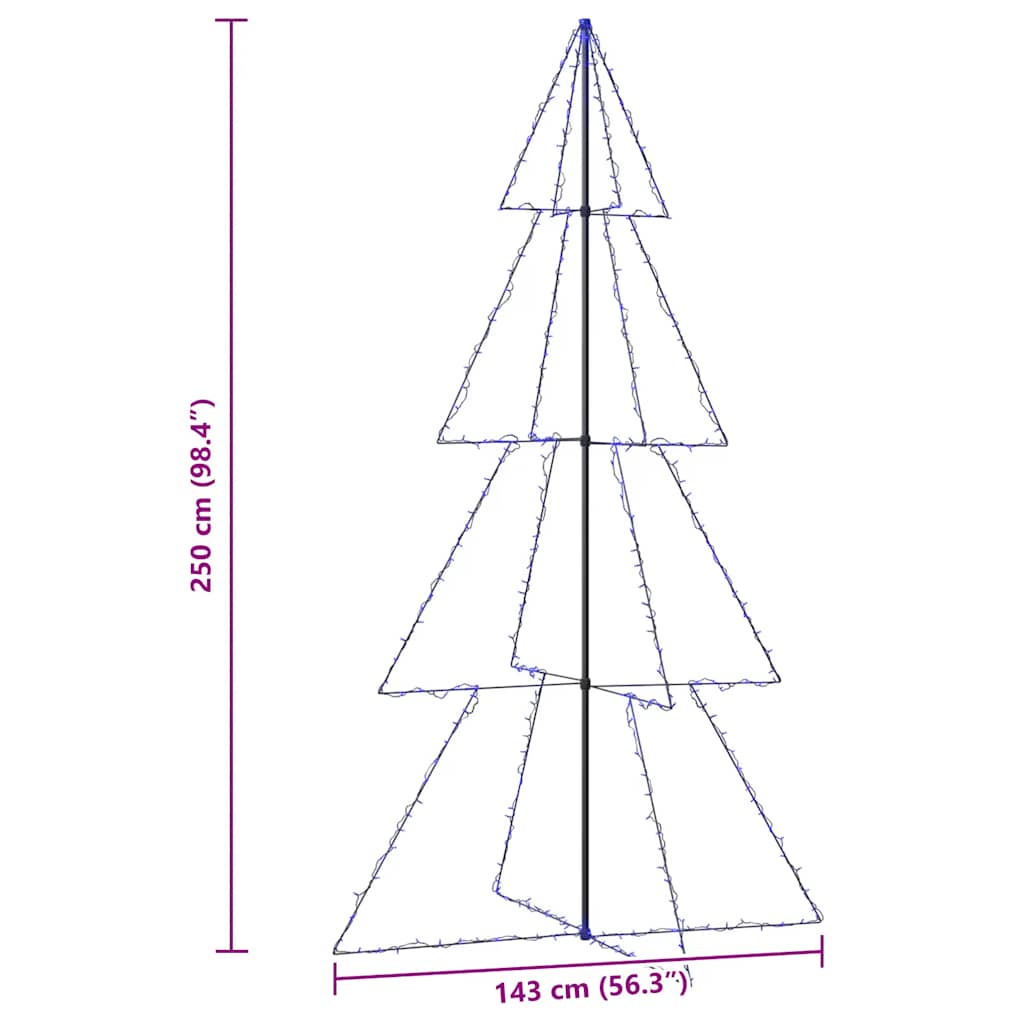 Christmas Cone Tree 360 LEDs Indoor and Outdoor 143x250 cm